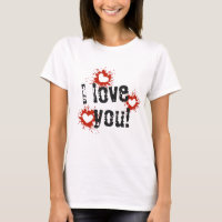 Paint Splatter Hearts, I Love You T-Shirt Femmes