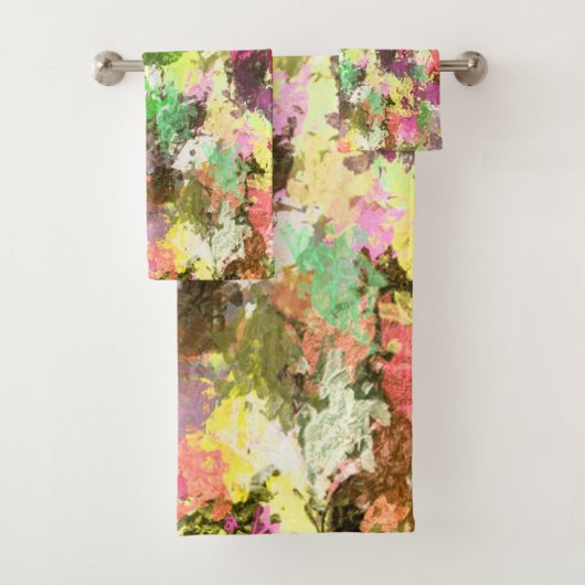 Paint Splatter herfstkleur bladeren Abstract Bad Handdoek (Insitu)
