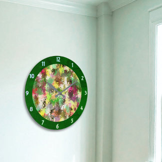 Paint Splatter herfstkleur bladeren Abstract Grote Klok