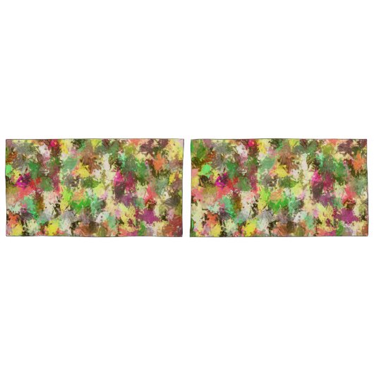 Paint Splatter herfstkleur bladeren Abstract Kussensloop (Voorkant-Set)