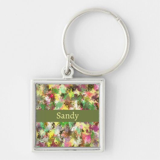 Paint Splatter herfstkleur bladeren Abstract Sleutelhanger (Voorkant)