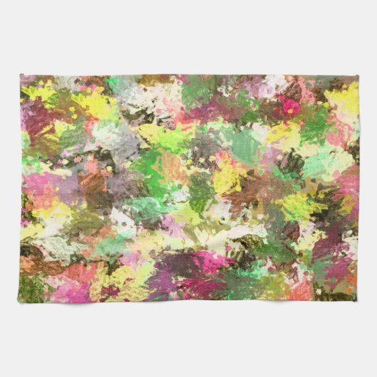 Paint Splatter herfstkleur bladeren Abstract Theedoek (Horizontaal)