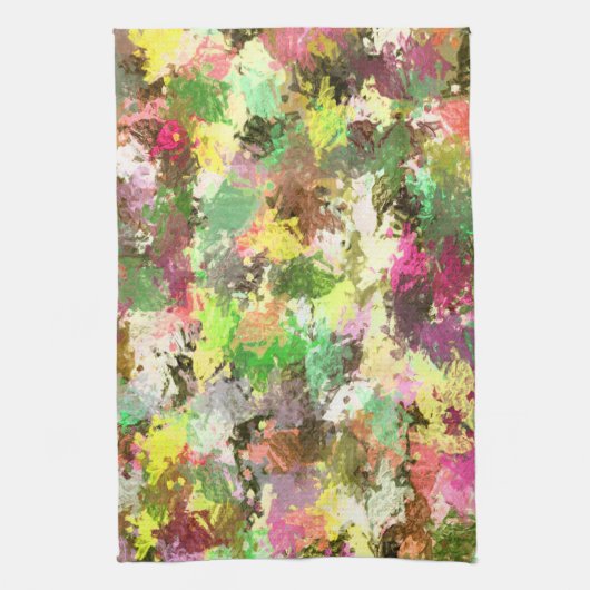 Paint Splatter herfstkleur bladeren Abstract Theedoek (Verticaal)