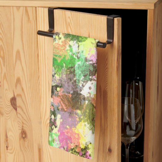 Paint Splatter herfstkleur bladeren Abstract Theedoek (Derde Gevouwen)