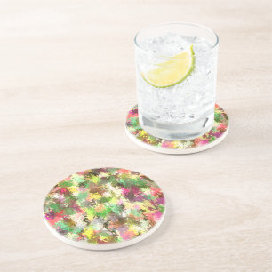 Paint Splatter herfstkleur bladeren Abstract Zandsteen Onderzetter