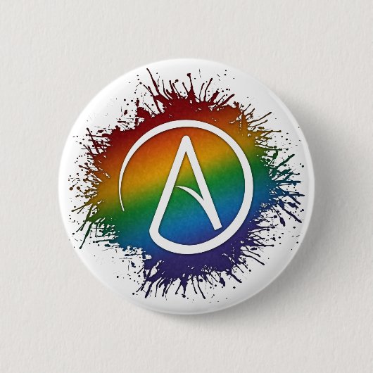 Paint Splatter LGBTQ Pride Rainbow Atheist Symbol Ronde Button 5,7 Cm (Voorkant)