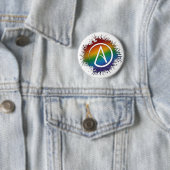 Paint Splatter LGBTQ Pride Rainbow Atheist Symbol Ronde Button 5,7 Cm (In situ)