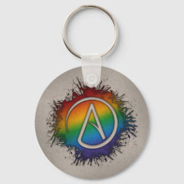 Paint Splatter LGBTQ Pride Rainbow Atheist Symbol Sleutelhanger