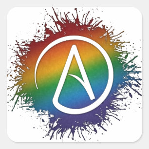 Paint Splatter LGBTQ Pride Rainbow Atheist Symbol Vierkante Sticker