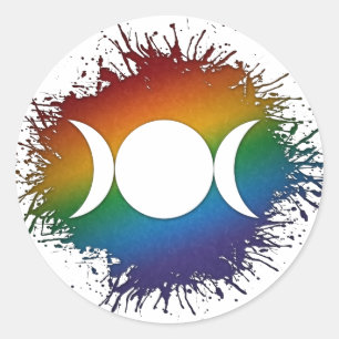 Paint Splatter LGBTQ Rainbow Triple Goddess Moon Ronde Sticker