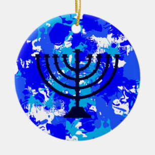 Paint Splatter Menorah Keramisch Ornament