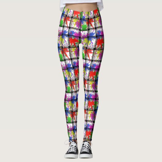 Paint Splatter Motif Leggings de Yoga fait main (Devant)