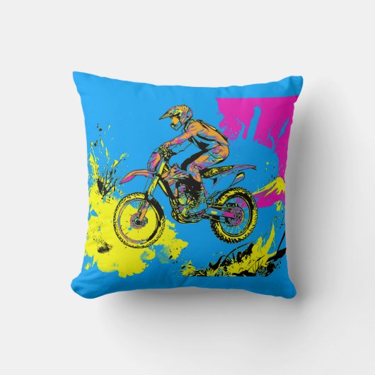 Paint Splatter - Motorcross Rider Kussen (Voorkant)