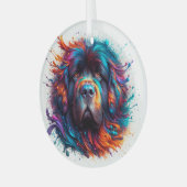 Paint Splatter Newf Circle Ornament (Voorkant links)