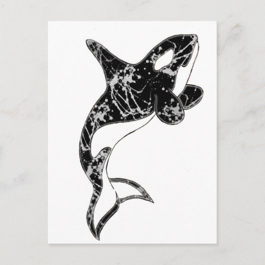 Paint Splatter Orca Art Briefkaart (Voorkant)