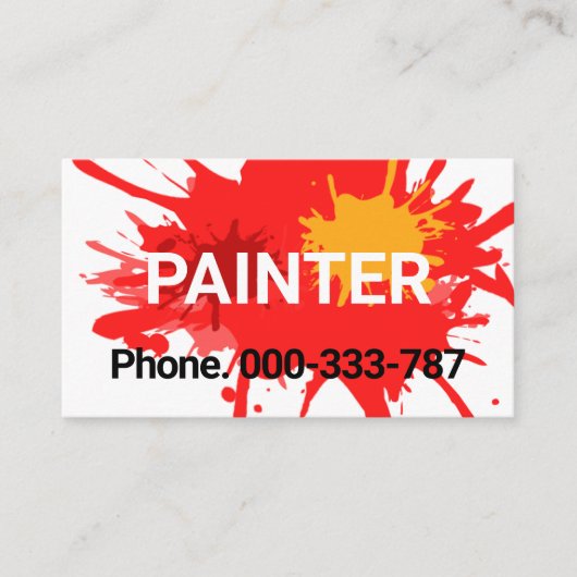 Paint Splatter Painter Service Visitekaartje (Voorkant)