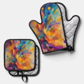 Paint Splatter Pattern 2 Ovenwant & Pannenlap Set (Voorkant / Achterkant)