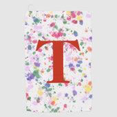 Paint Splatter Rouge Monogramme Serviette de golf (Devant)
