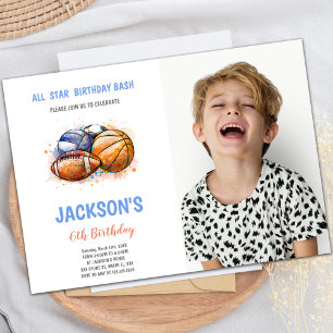 Paint Sports Anniversaire Invitations avec photo