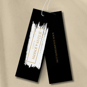 PAINT Stroke modern zwart en goud Hang Labels Mini Visitekaartjes
