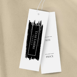 PAINT Stroke modern zwart & wit Maat Prijs Labels Mini Visitekaartjes