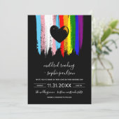 Paint Strokes Trans Pride Rainbow Wedding Kaart (Staand voorkant)
