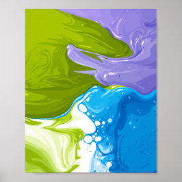 Paint Waves Forming Fluid Abstract Shapes Poster