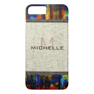Paint Wood Kijk Burlap Monogram #3 iPhone 8 Plus / 7 Plus Hoesje