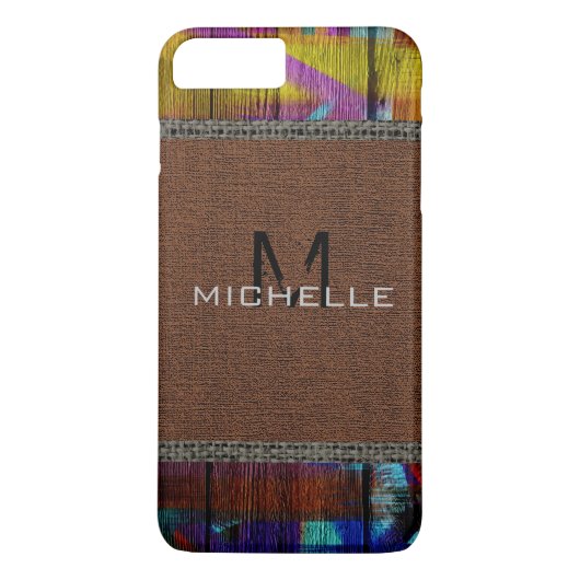 Paint Wood Kijk Burlap Rustic Monogram #8 Case-Mate iPhone Case (Achterkant)