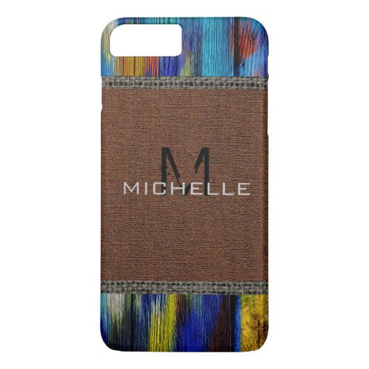 Paint Wood Kijk Burlap Rustic Monogram #9 Case-Mate iPhone Case (Achterkant)