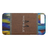Paint Wood Kijk Burlap Rustic Monogram #9 Case-Mate iPhone Case (Achterkant (Horizontaal))
