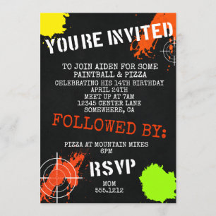 PAINTBALINVITATIE KAART