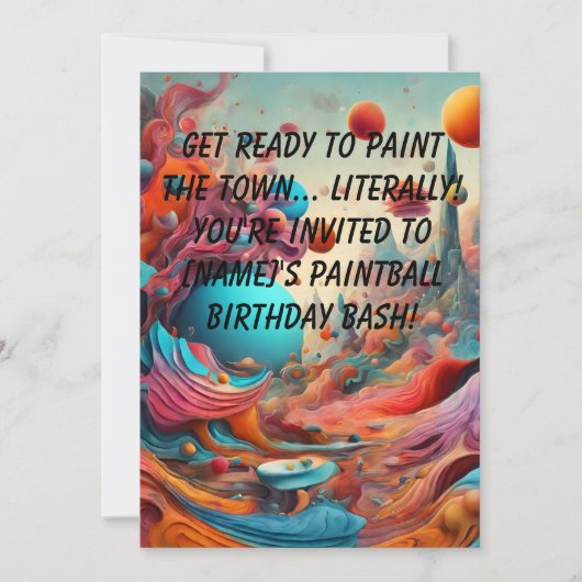 Paintball Anniversaire Carte d'invitation (Devant)