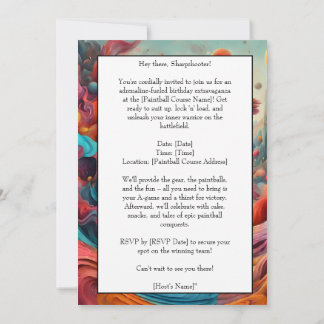 Paintball Anniversaire Carte d'invitation