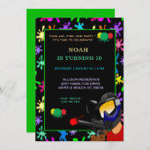 Paintball Anniversaire Fête Invitation (Devant / Derrière)