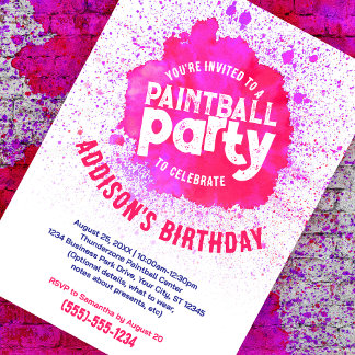 Paintball Anniversaire fête Invitation personnalis