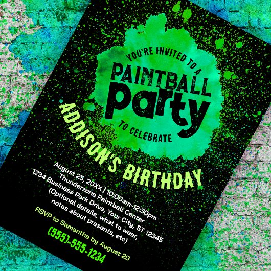 Paintball Anniversaire fête Invitation personnalis