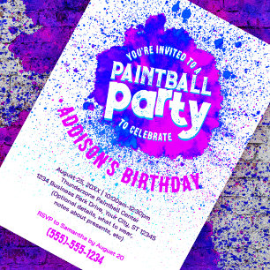 Paintball Anniversaire fête Invitation personnalis
