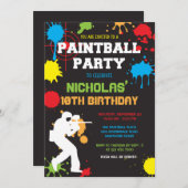 Paintball Anniversaire Invitation / Paintball Anni (Devant / Derrière)
