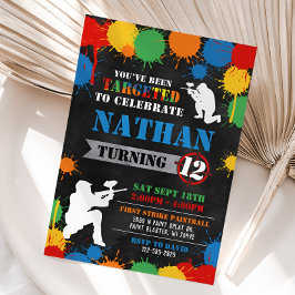Paintball Birthday Invitation, Paintball Invite Kaart