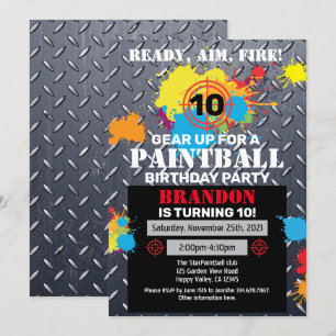 Paintball Birthday Party Invitation Kind Teen Adul Kaart