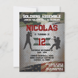 Paintball Birthday Party: Militaire Camo USA Invit Briefkaart