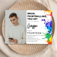 Paintball Foto Verjaardagsfeest Uitnodiging