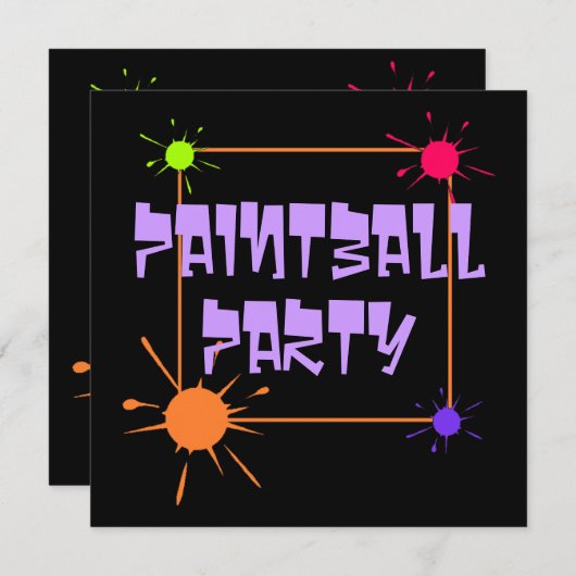 PAINTBALL KRIJGEN-SATHER PARTIJ INVITATION INVITE KAART (Voorkant / Achterkant)