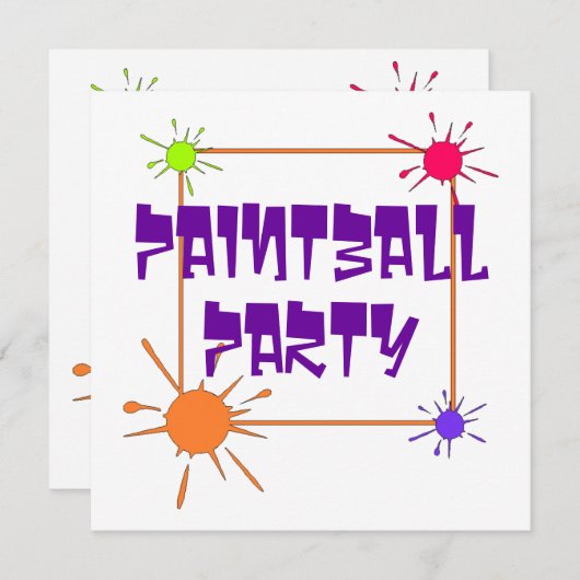 PAINTBALL KRIJGEN-SATHER PARTIJ INVITATION INVITE KAART (Voorkant / Achterkant)