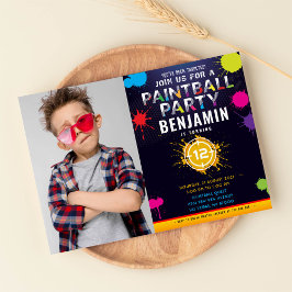 Paintball Party Birthday Photo Invitation Kaart