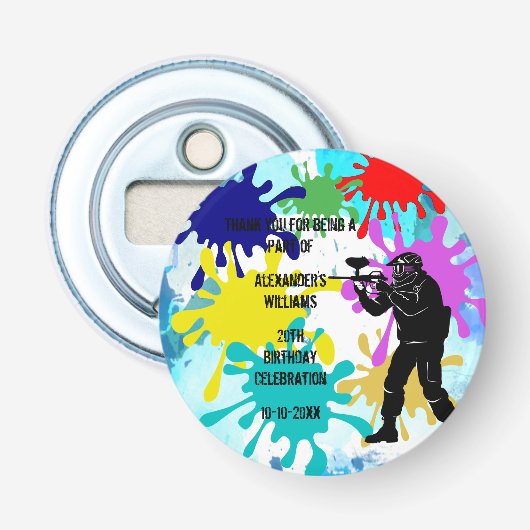 Paintball Party Button Flesopener (Voorkant)