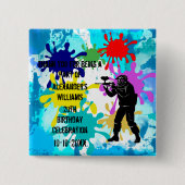 Paintball Party Vierkante Button 5,1 Cm (Voorkant)