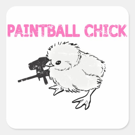 Paintball Pistool Chick Vierkante Sticker (Voorkant)