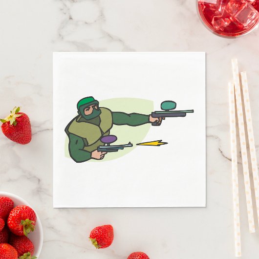 Paintball Speler met Dual Markers Actie Sport Servet